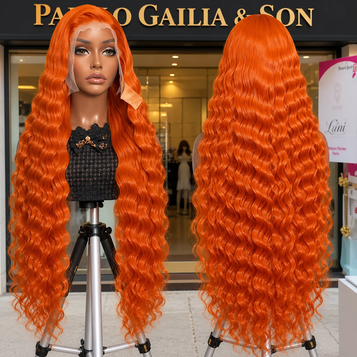 Orange Ginger Lace Front Wig Human Hair 13x6 Deep Wave Lace Front Wigs 36 32Inch Water Wave Human Hair Wig Pre Plucked Curly Wigs