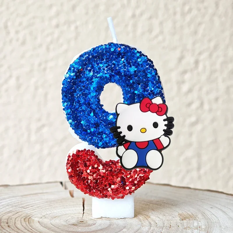 Niedliche Hello Kitty Glitzernde Farbverlauf-Zahlenkerze Kuchendekoration Süßes Thema Kindergeburtstags-Party-Zubehör Mädchen-Baby-Shower-Dekorationen – Detail 13