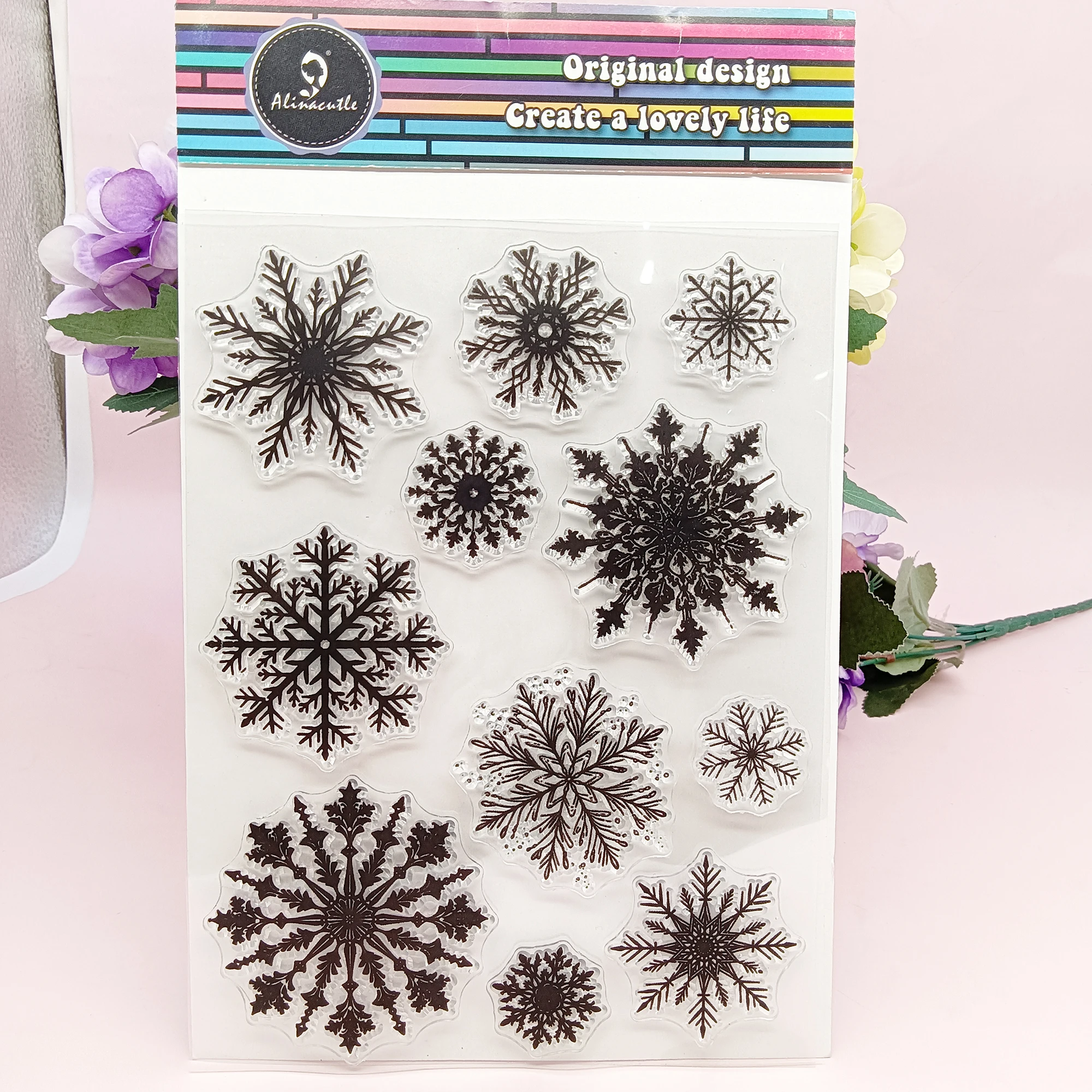 1 Stück Weihnachtsschneeflocken Winter Klare Stempel Silikon Klare Stempel Wiederverwendbare transparente Gummistempel für Papierhandwerk Handgemacht