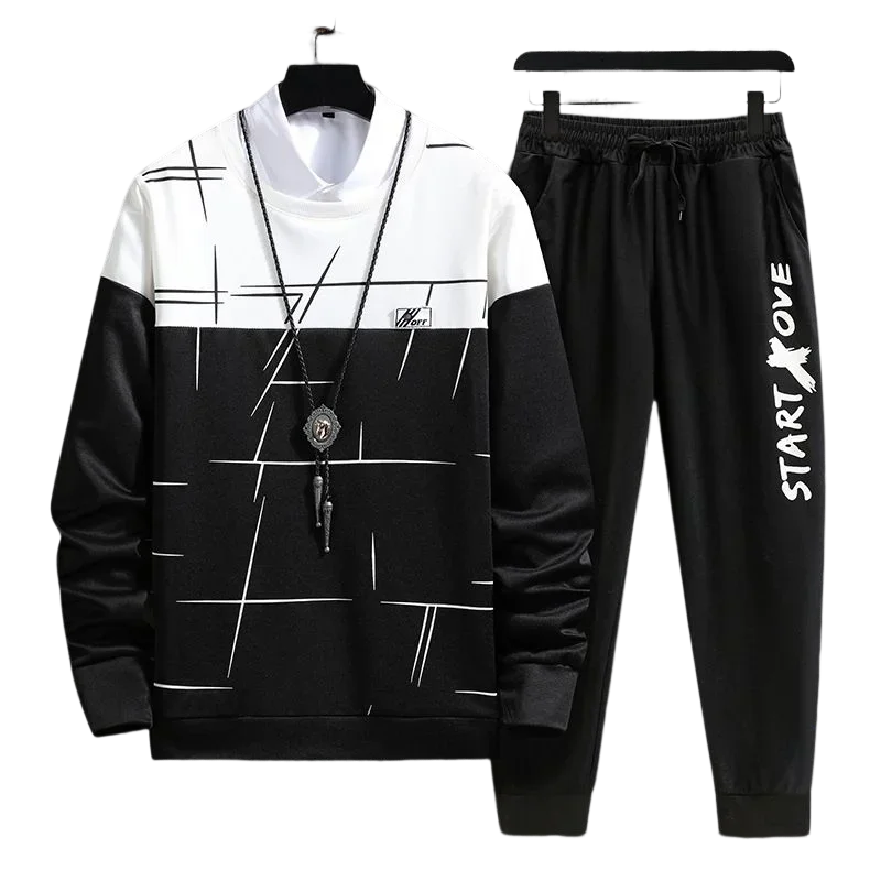 2023 Autumn New Tracksuit Men Casual Harajuku Two Piece Sets Fashion Sweatshirt+Pants Hip Hop Sportswear Set Mens Streetwear