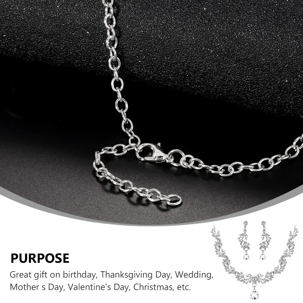 

1Set Rhinestone Necklace Earrings Wedding Bride Jewelry Danglers Pendant Women Accessories Unique Gift Bride Necklace Earrings