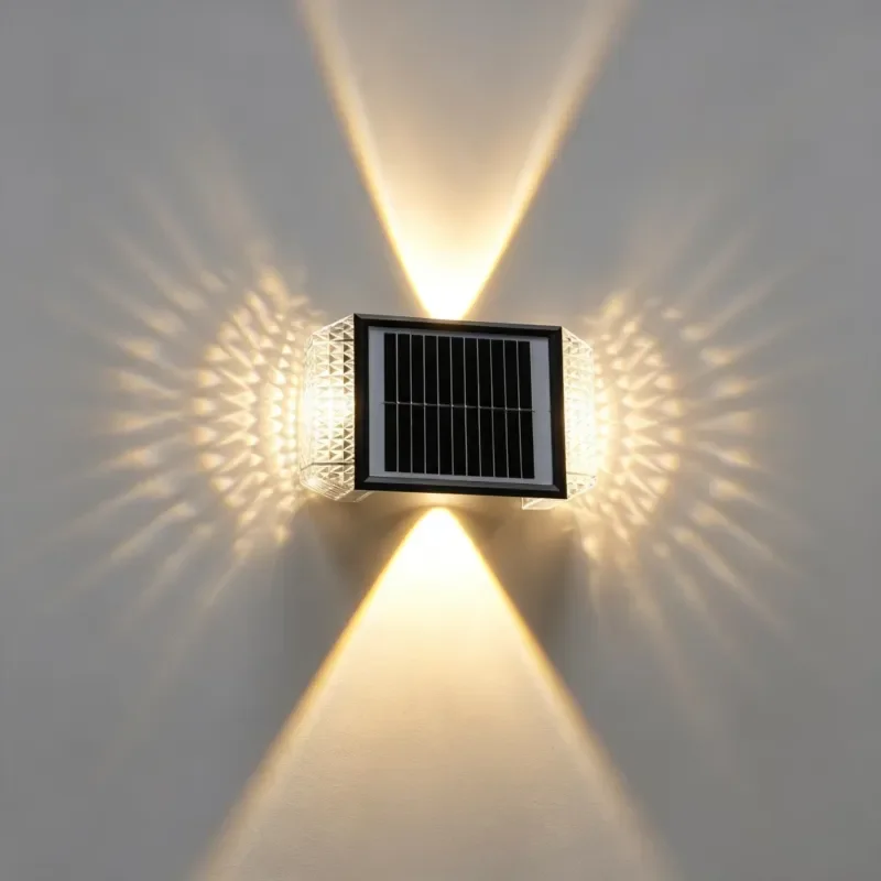 Villa garden Nordic style solar LED strip wall lamp with up and down luminous effect waterproof dimmable outdoor lighting