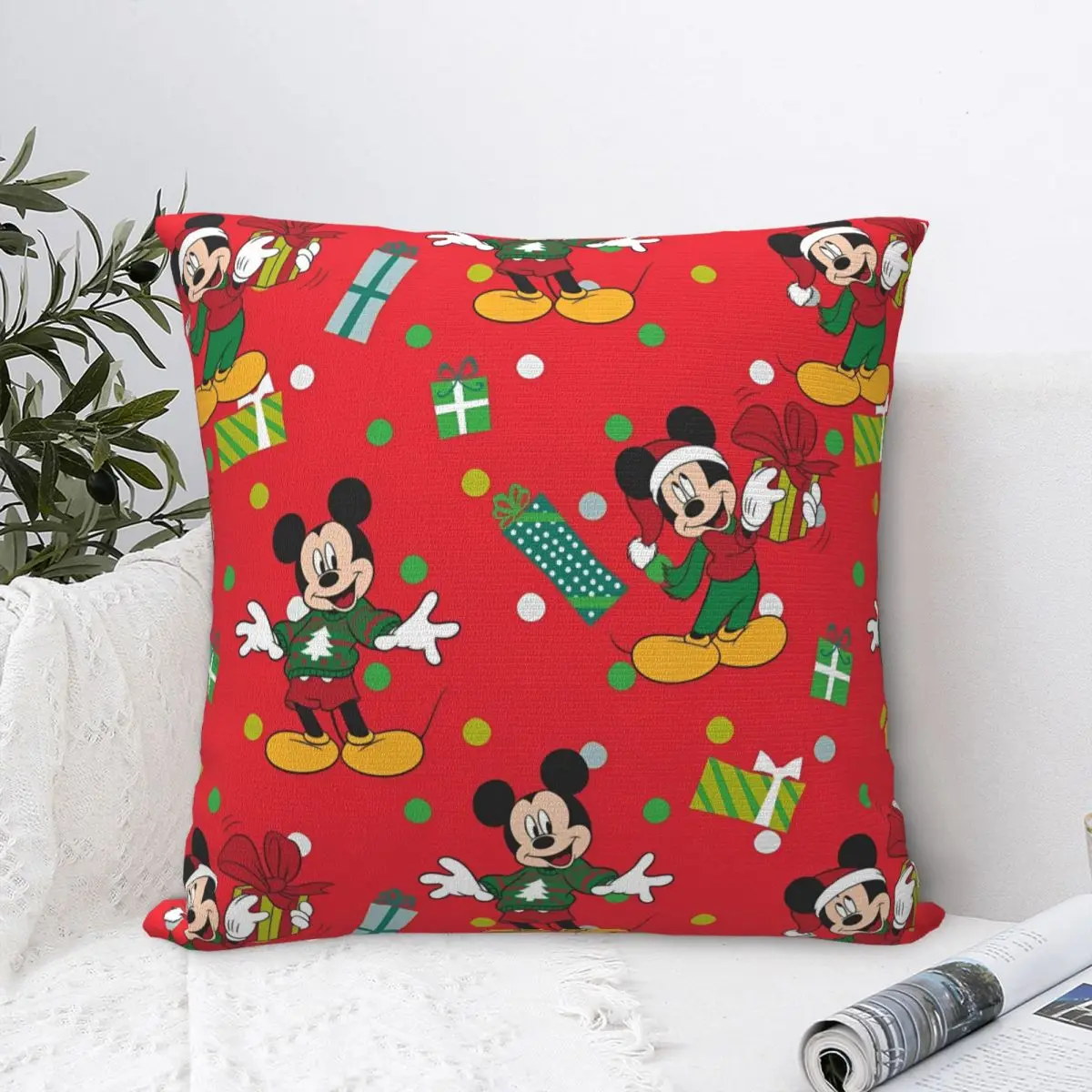 

Pillow Cover Mickey Mouse Merry Christmas Day (2) Graphic Cushion Cover Kawaii Pillow Case For Sofa Car Home Decor Pillowcases