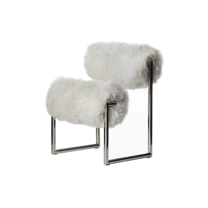 Italian minimalist designer creative stainless steel leisure chair modern minimalist model room reception beach wool dining