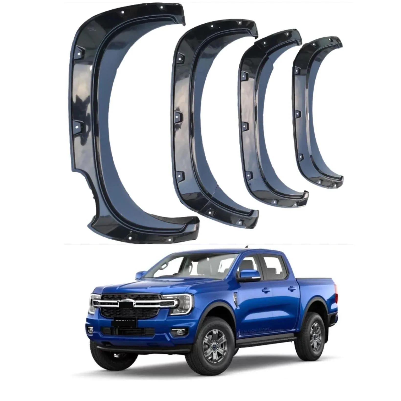 

Matte Black Wheel Arch wheel eyebrow Fender Flares with decoration bolts For Ranger T9 2022 2023