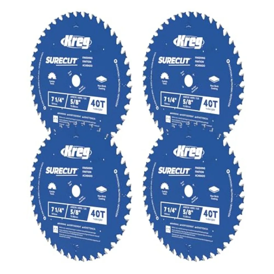 

7 1/4" SureCut Finishing 40-Tooth Saw Blade - Finishing Blade for Corded and Cordless Circular Saws - Anti-Stick Coating and An