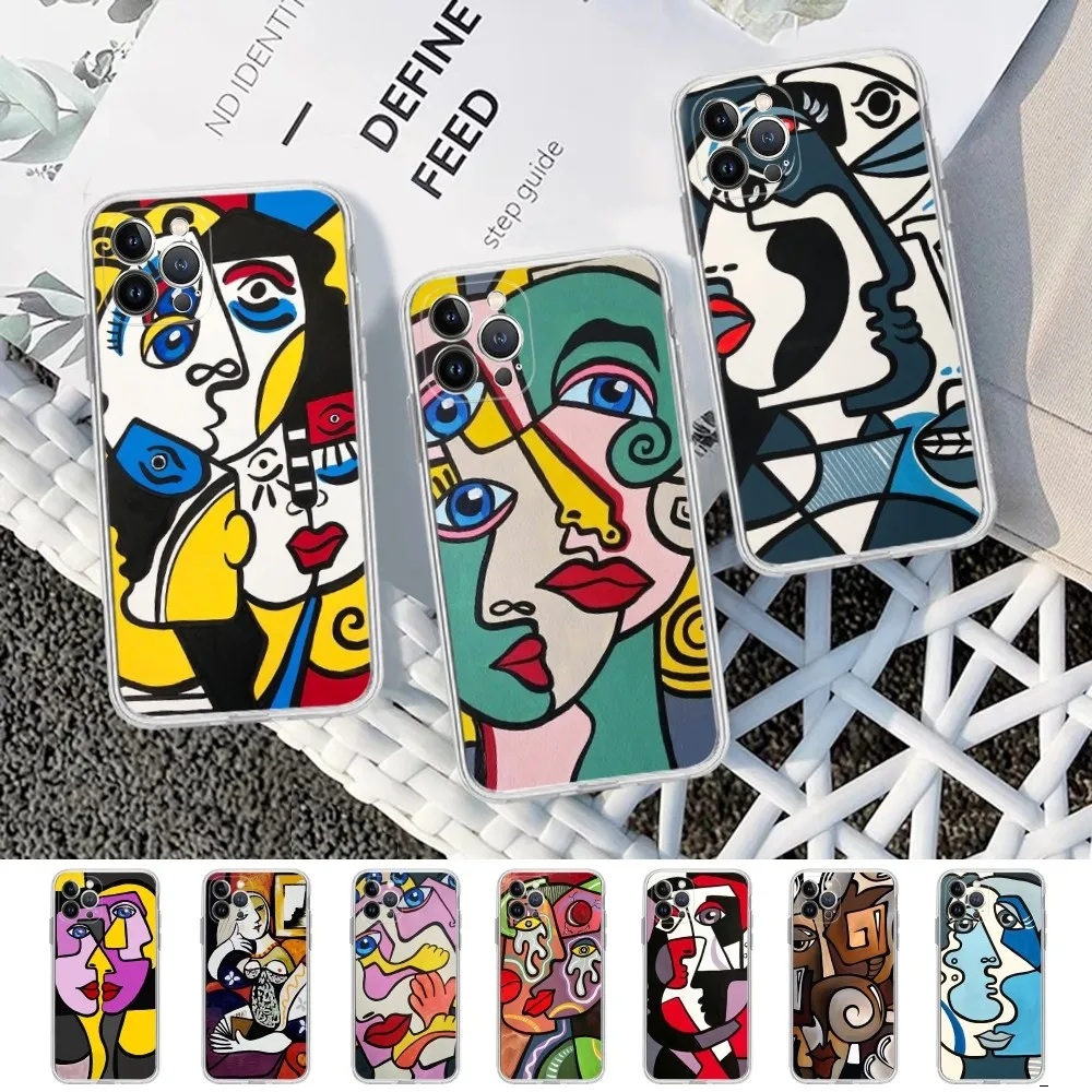 Abstract Vintage Painting Pablo Picasso Phone Case For IPhone 16 15 14 13 12 Mini 11 Pro XS Max X XR SE 6 7 8 Plus Soft Silicone