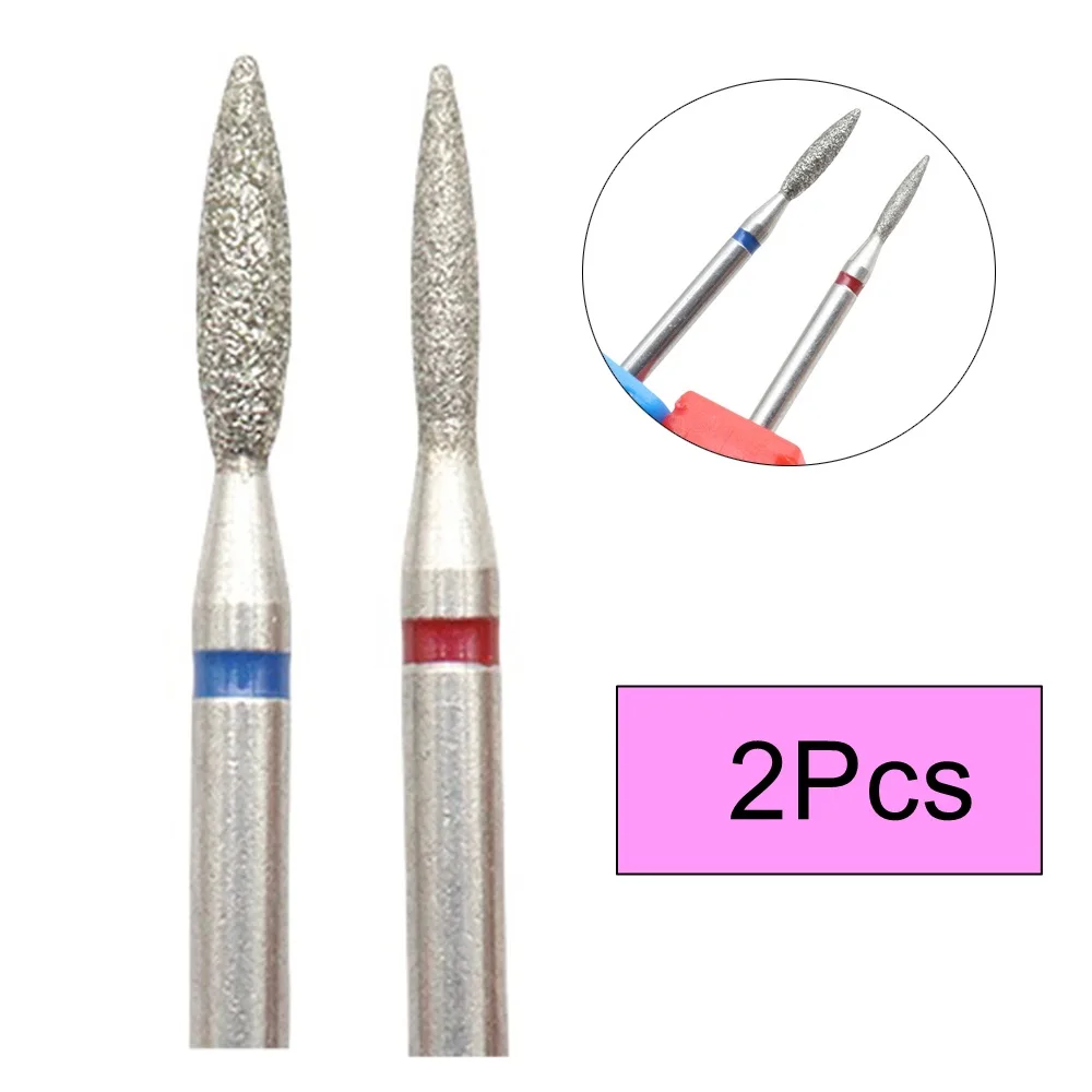 Brocas de diamante para pulir uñas de Gel, herramienta de arte para manicura, tallado, 2 piezas