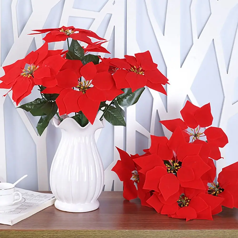 

pot home vase ornamental Poinsettia Bushes Party supplies Christmas Decoration Xmas Decor Simulation bouquet Christmas Bouquets