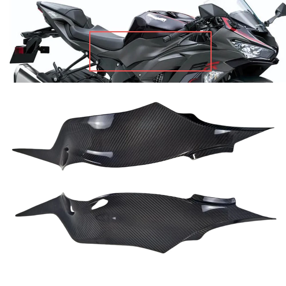 

For Kawasaki Ninja ZX-6R 2019-2024 2025 100% 3K Dry Carbon Fiber Motorcycle Fuel Tank Side Panels Accessories