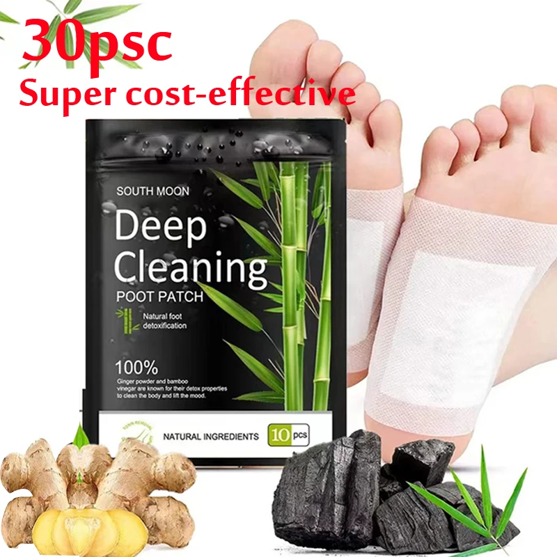 Detox Foot Patches Natural Ginger Bamboo Detoxification Body Toxins Cleansing Slimming Stress Relief Feet Pads Foot care Health