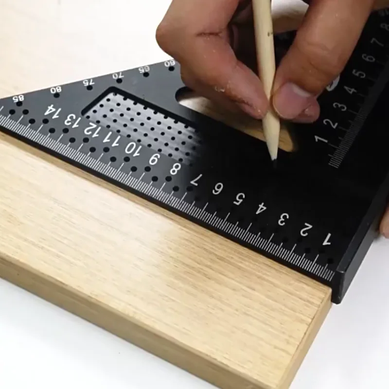7 inch Aluminum Precision T Square Protractor Marking Gauge Carpenter Square Measuring Layout Tool Metal Triangle Ruler