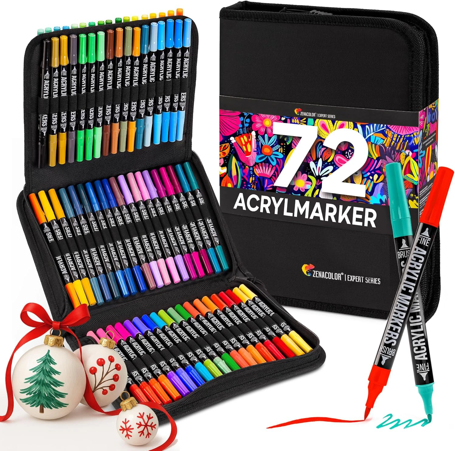 72 Farben Doppelseitige Acryl-Farbmarker, Permanentmarker mit Doppelspitze, Wasserfeste Schnelltrocknende Zeichenmarker für Leinwand, Stein, Holz, Keramik, DIY-Kunst, Handwerk und Malzubehör