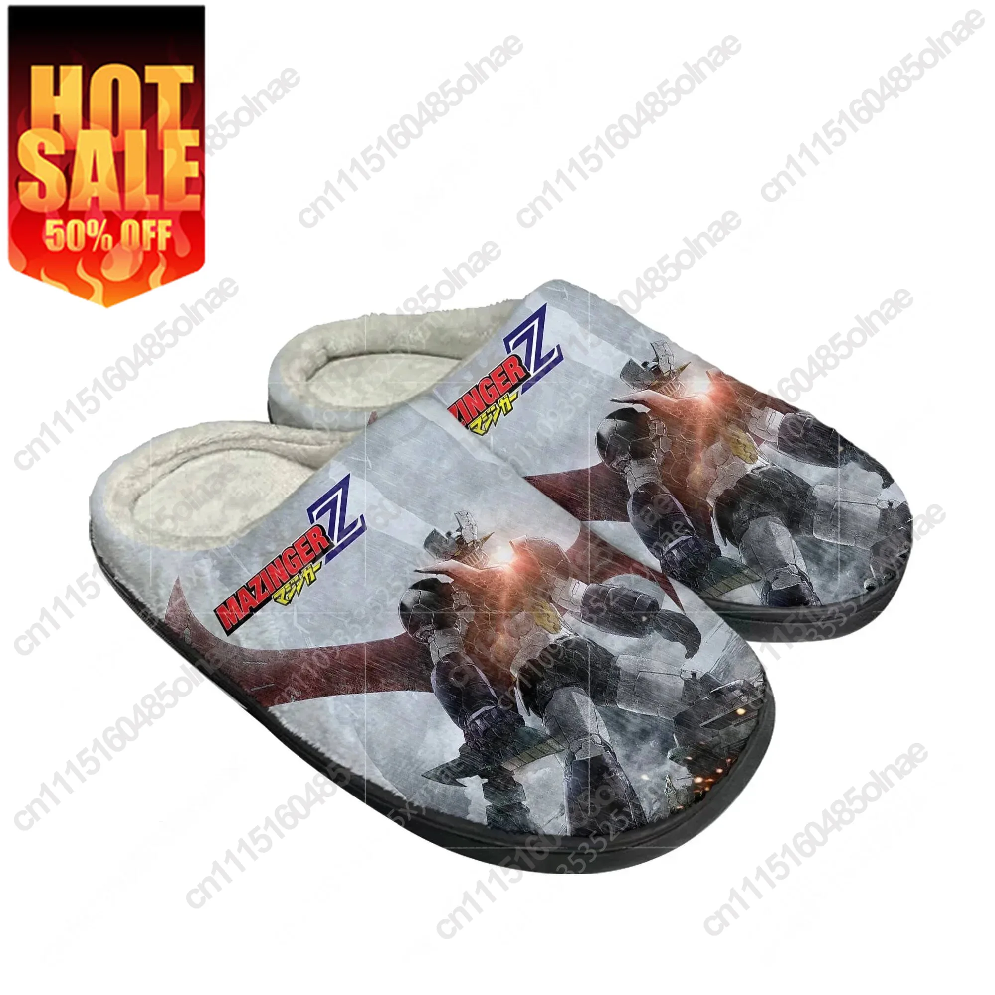 Pantuflas Personalizadas de Algodón de Mazinger Z, Manga, Anime, Comics, para Hombre y Mujer, Sandalias de Peluche, Calzado Casual Cálido, Pantuflas Térmicas