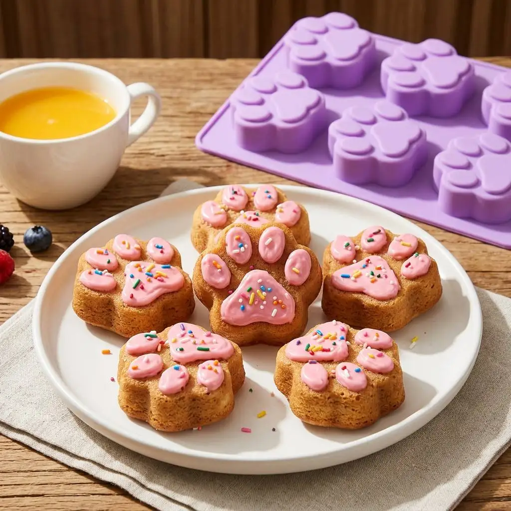 Moldes de Silicone em Forma de Pata e Osso de Cachorro, Moldes de Silicone de Grau Alimentício Antiaderentes para Chocolate, Doces, Gelatina, Bandeja para Cubos de Gelo, Petiscos para Cães