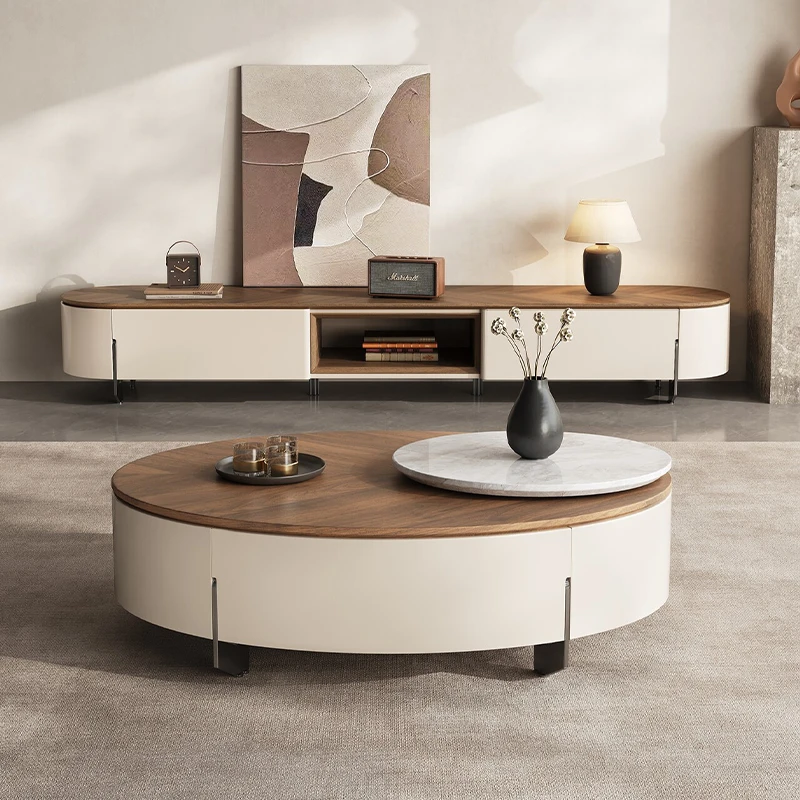 Wholesale Modern TV Cabinet TV Stand Unit Modern with Coffee Table Set Luxury Walnut Wooden Media Console TV Stand Cabinet