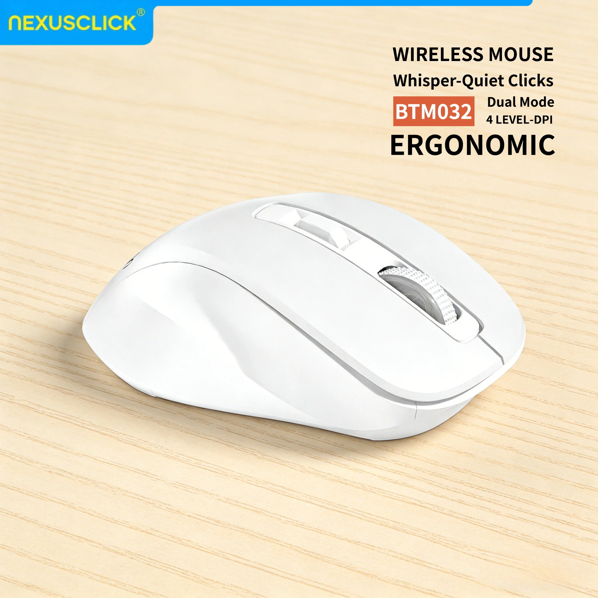NexusClick Quiet Click Wireless Ergonomic Mouse, Dual Mode 2