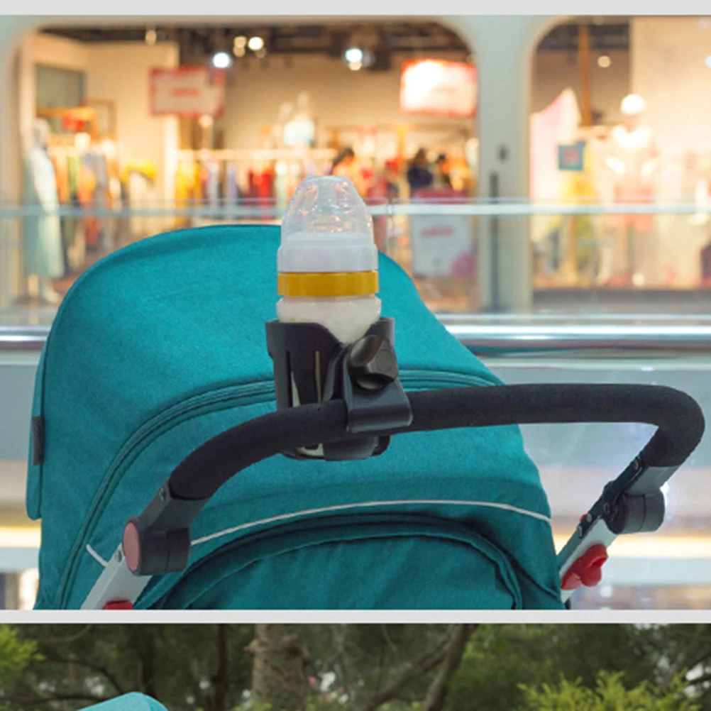 

Stroller Cup Holder 360 Degree Rotatable Quick Assembly Disassembly ABS Material Elastic Fixed Strip Black Stroller Cup Holder