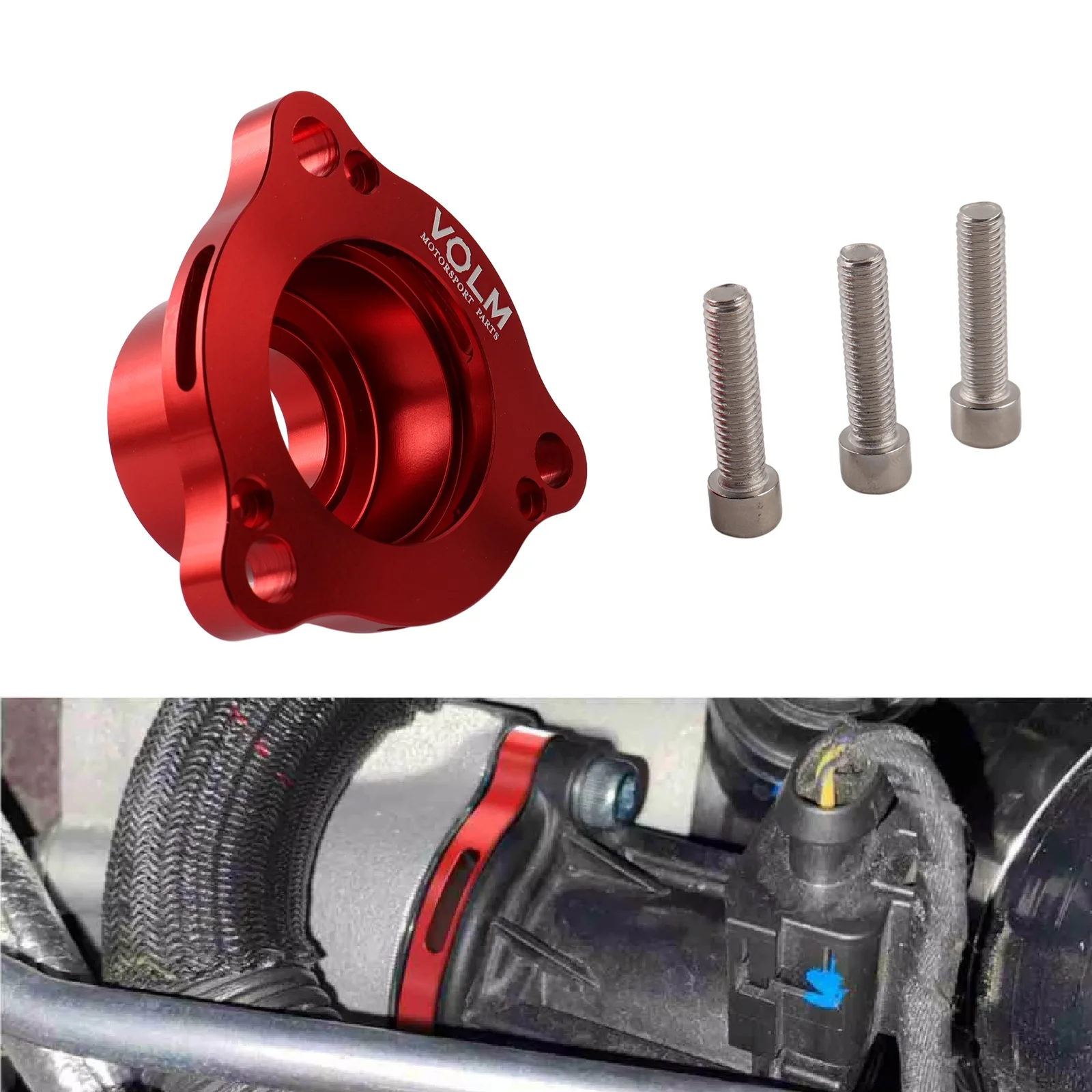 Aluminum Turbo Diverter Blow Off Valve Adapter Spacer For Audi A3 8V A4 B9 Q5 TT For VW For Golf MK7/7.5 GTI/R VOLM LOGO view 6