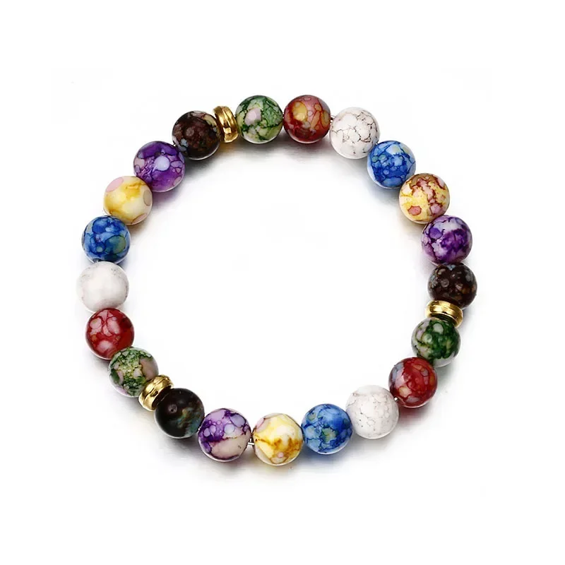 Colorful Bead Bracelets for Men and Women Natural Agate Stone Colored Acrylic Bracelet Fashion Jewelry