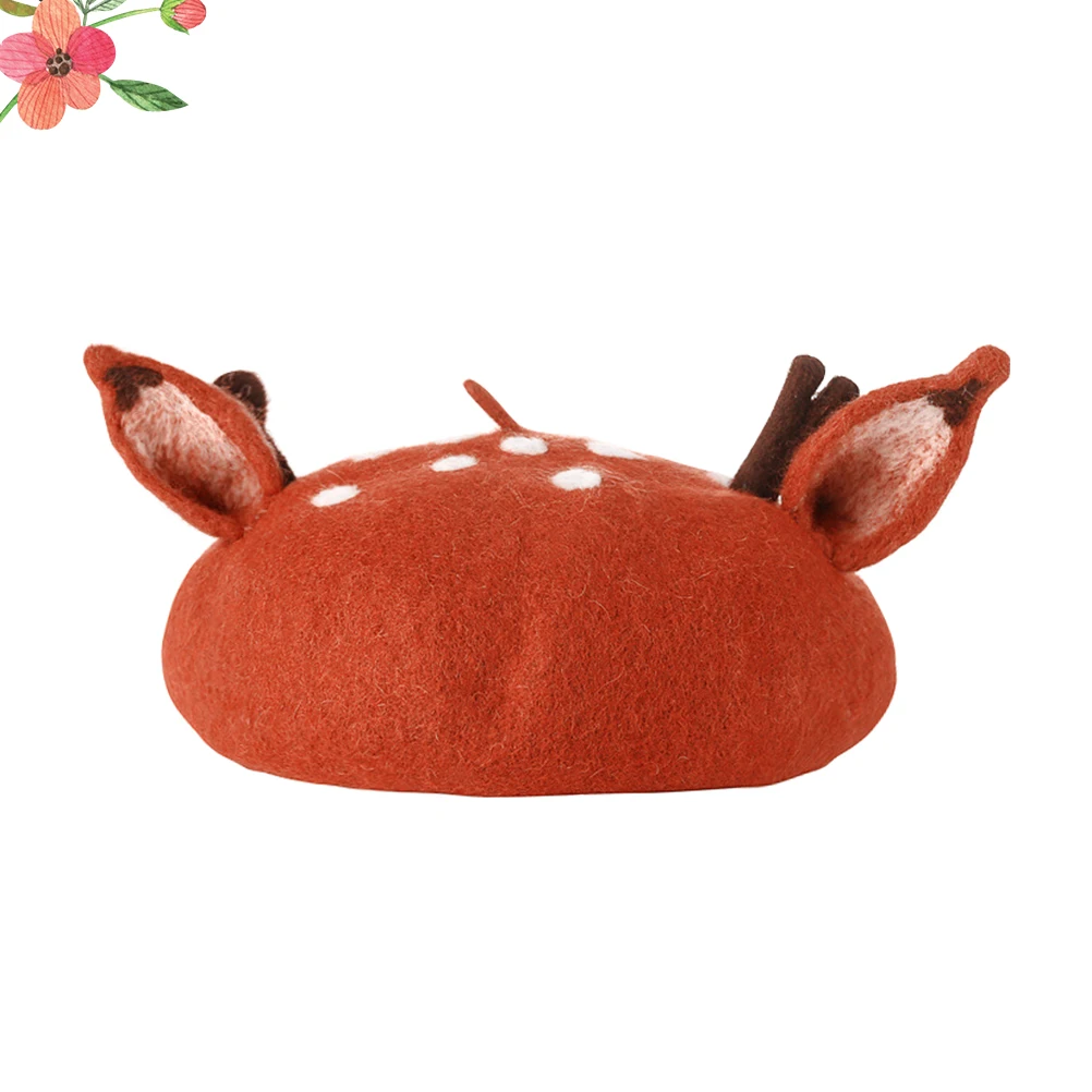 

Antler Beret Women's Autumn Hat Hairy Ladies Hats Fashion for Fancy Girls Warm Woman