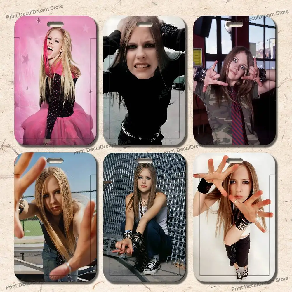 A-Avril Punk L-Lavigne Art Card Holder Lanyard Camera Neck Strap Credit Card Case ID Badge Credentials Protection
