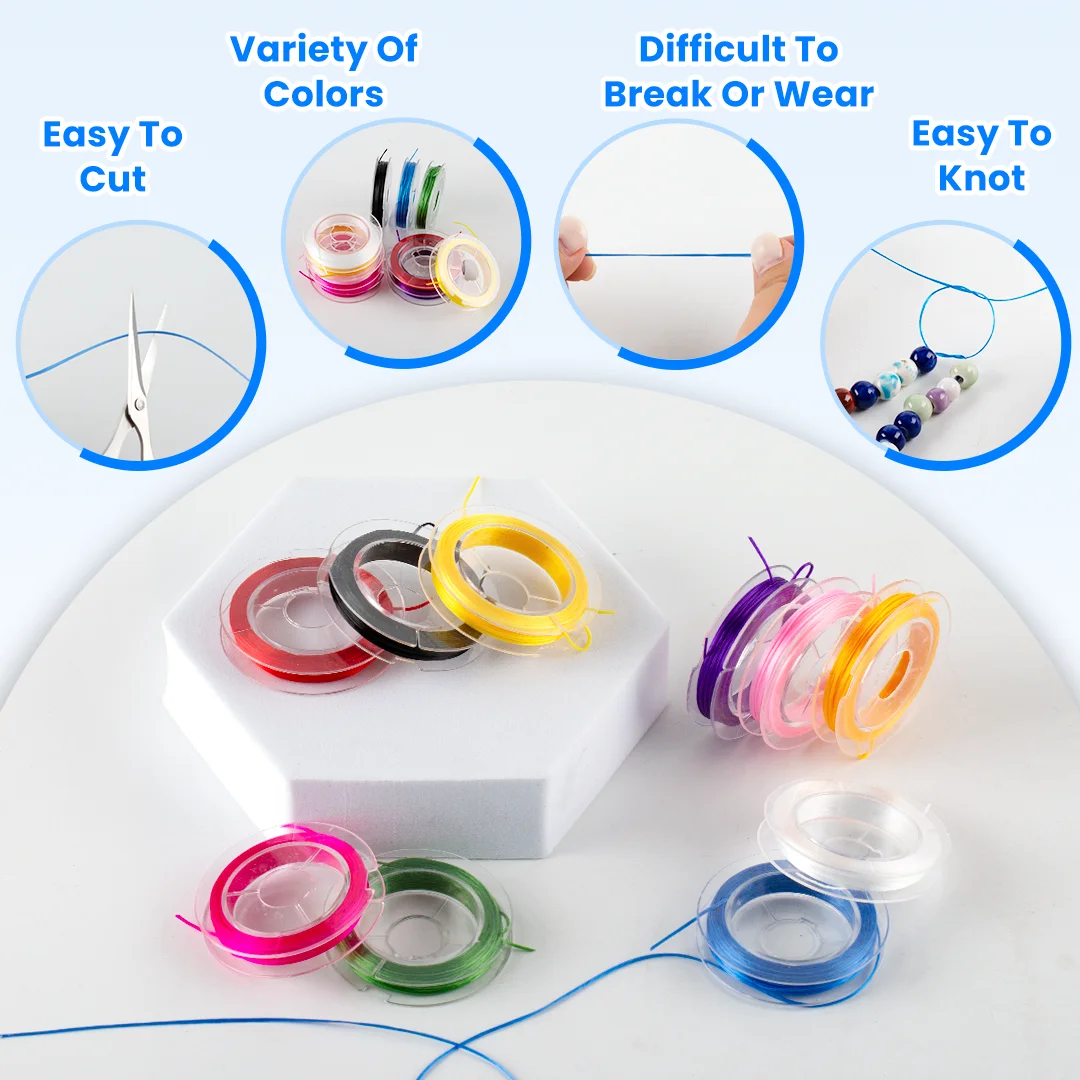 Xuqian 10 Colors 0.8mm Elastic String Set Stretchy String Elastic Thread for Jewelry Making Beading Necklace and Craft Supplies