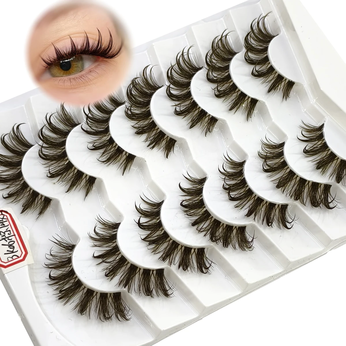 AMSCN New7 Pairs Natural Lashes Full Strip Clear Band Lashes Soft Fluffy Eyelash Cross Wispy Dramatic Faux Mink  For Daily party