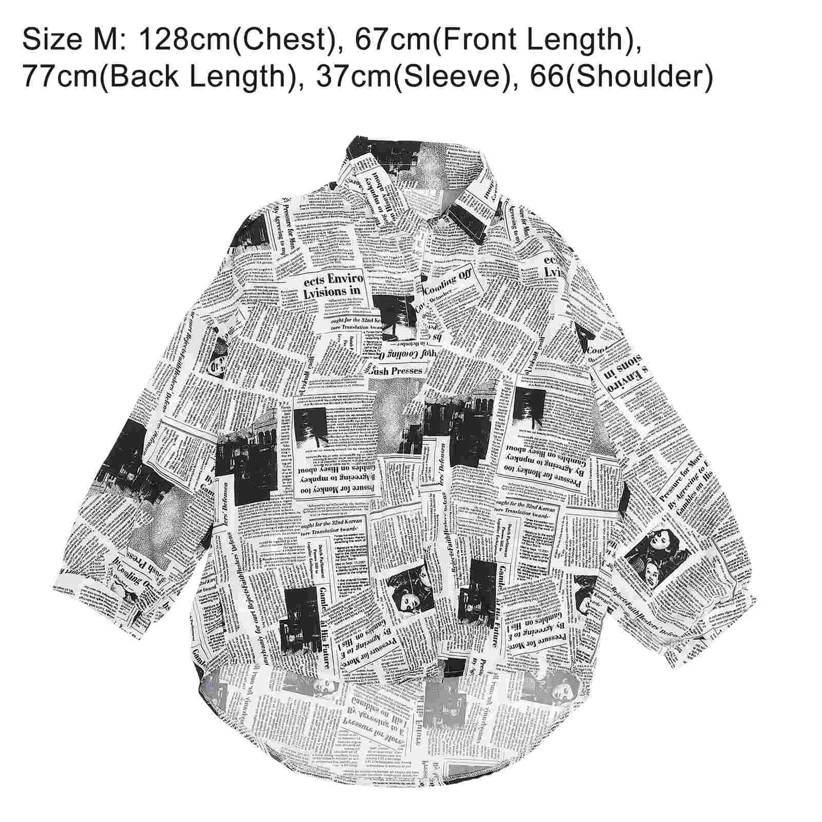 Shirts Dressy Newspaper Umbilical Cord Long Sleeve Blouse Miss Button down for Tops