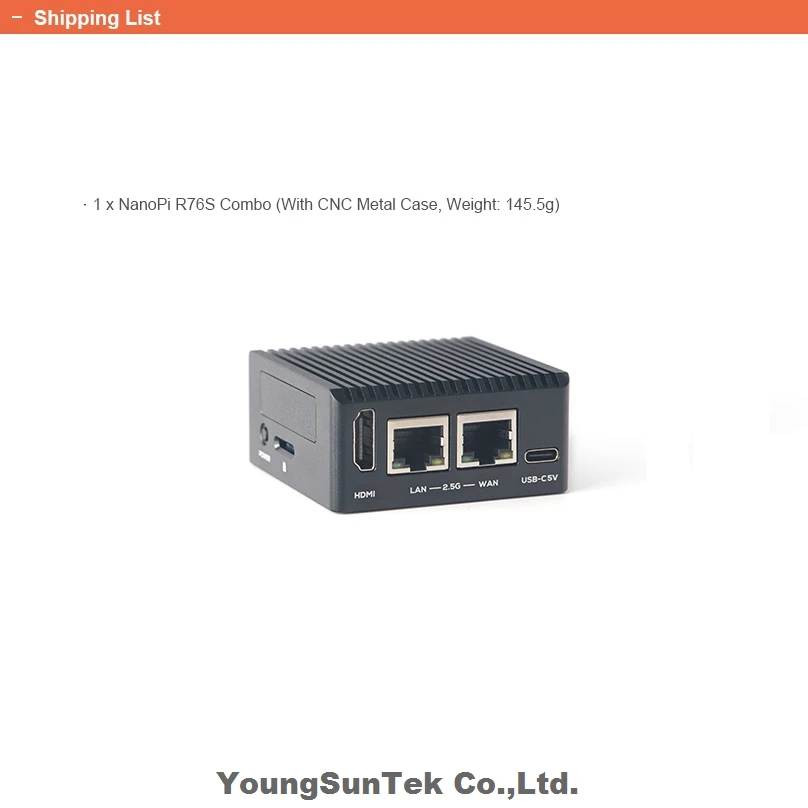 NanoPi R76S (4G LPDDR4X и 32Gb eMMc) YounSunTek,RK3576,4xA55+4xA76 Cortex,Duoble 2.5G LAN,HDMI,AI,M.2Wifi,OpenMediaVault