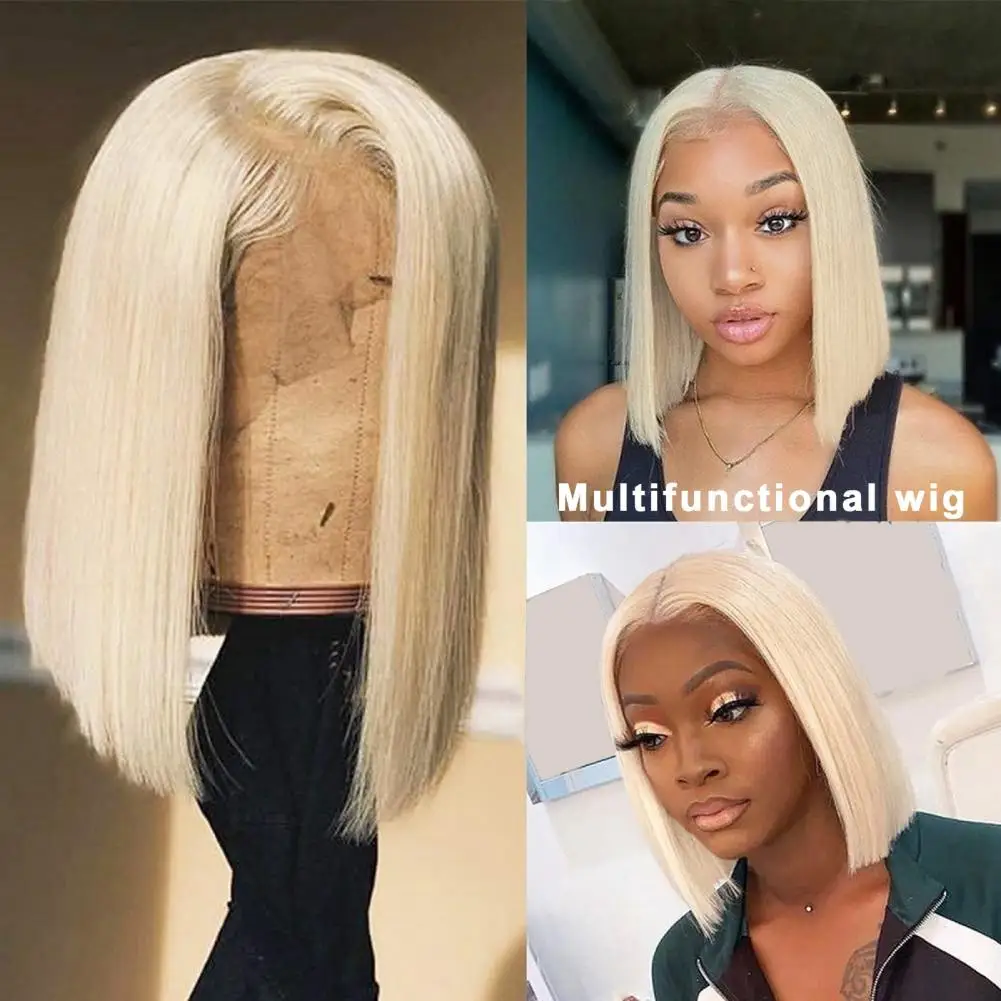 Bob Short Straight Wigs Multi Color Natural Look Fluffy Centre-Parted Synthetic Wigs For Black Women Daily Cosplay Party Wig