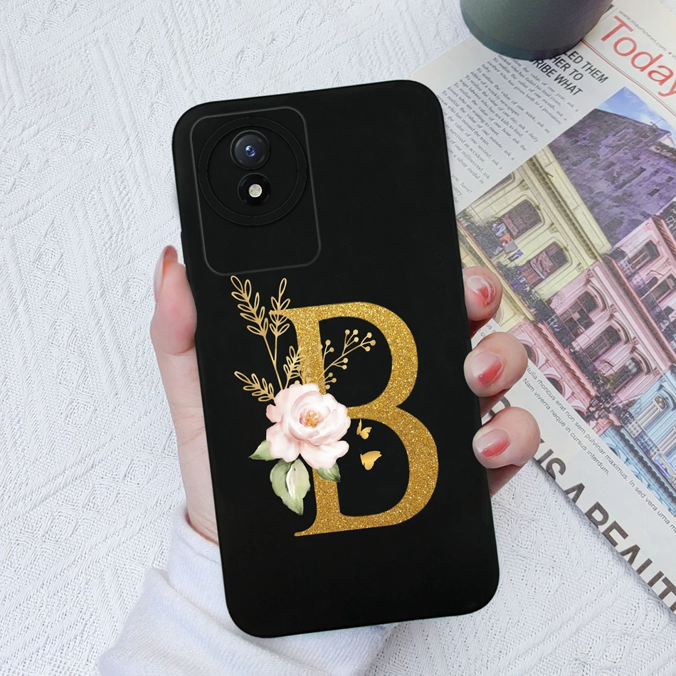 For Vivo Y02 Y02A Y02S Phone Cases Simple 26 Letter Full Coverage Soft Liquid Silicone Shockproof Back Cover For Vivo Y 02 Shell