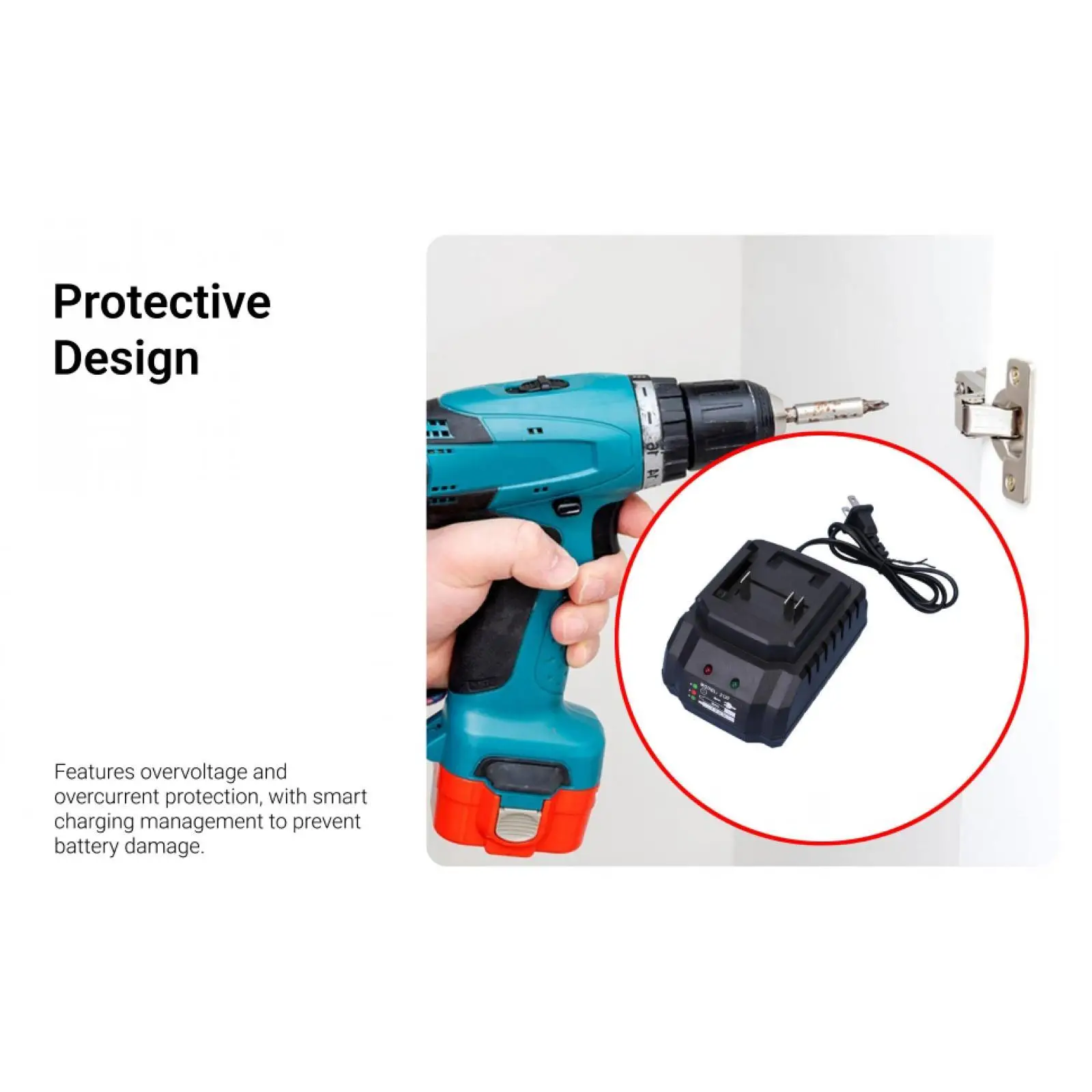 

Electric Wrench Battery Charger Battery Charging Device with Charging Protection Charger Replacement for 21V Battery Chainsaw