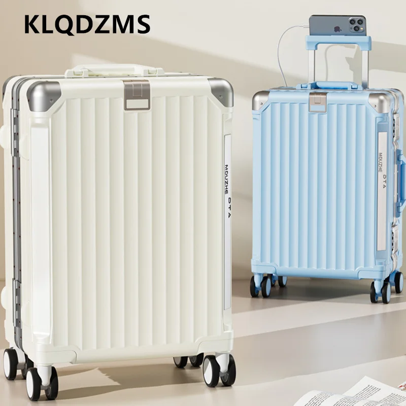 

KLQDZMS 20"22"24"26Inch Luggage Boarding Box Large Capacity Trolley Case Multi-function Password Box Aluminum Frame Suitcase