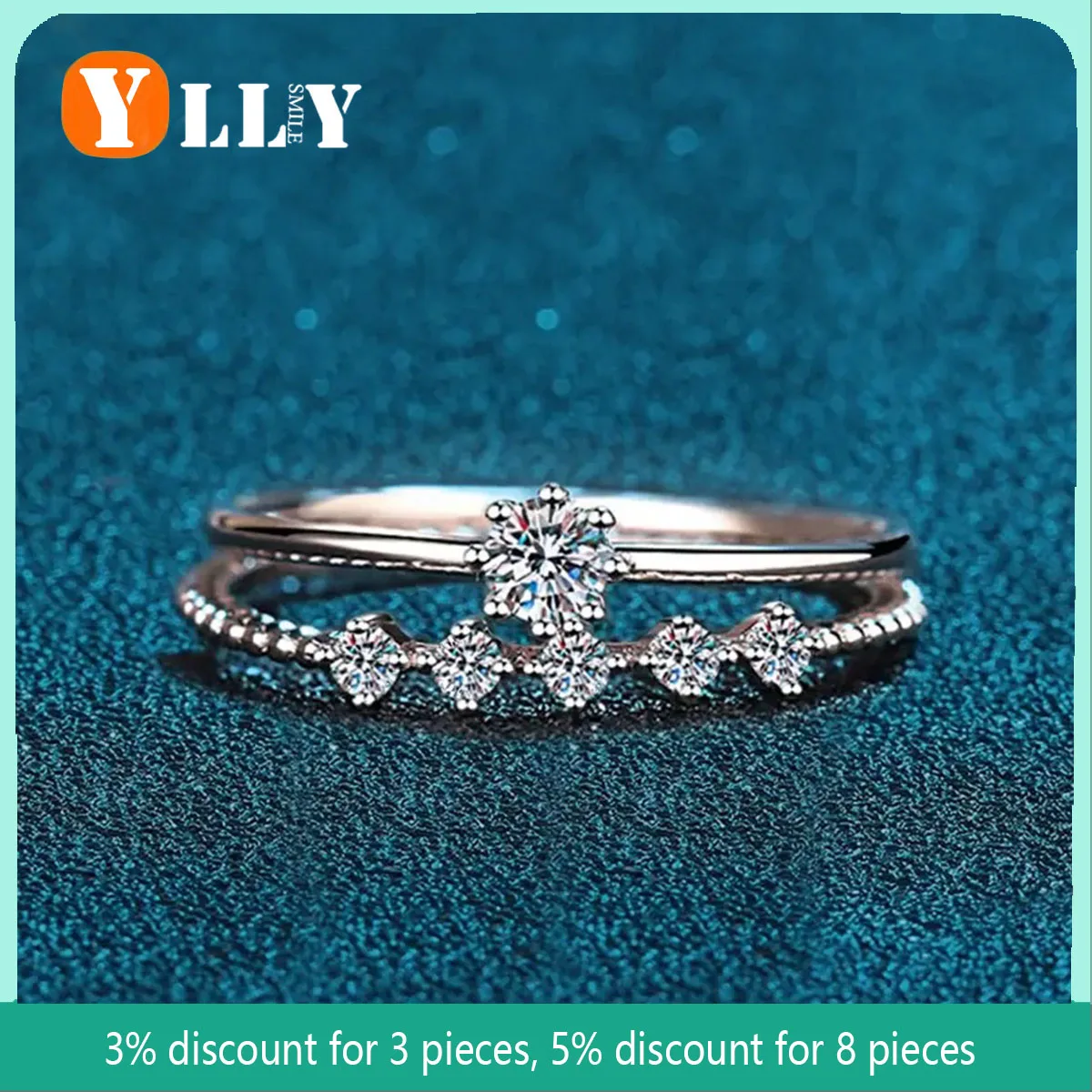 

YYLL 3mm Moissanite Ring Set Silver 925 Brilliant Cut 0.1 Carat Diamond Test Past D Color Moissanites Rings Original Jewelry