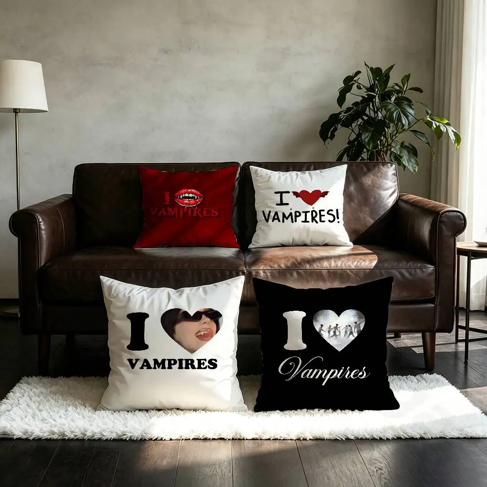 I Heart Vampires Zombies pillowcase casual style decoration, suitable for home decoration (excluding pillow core)