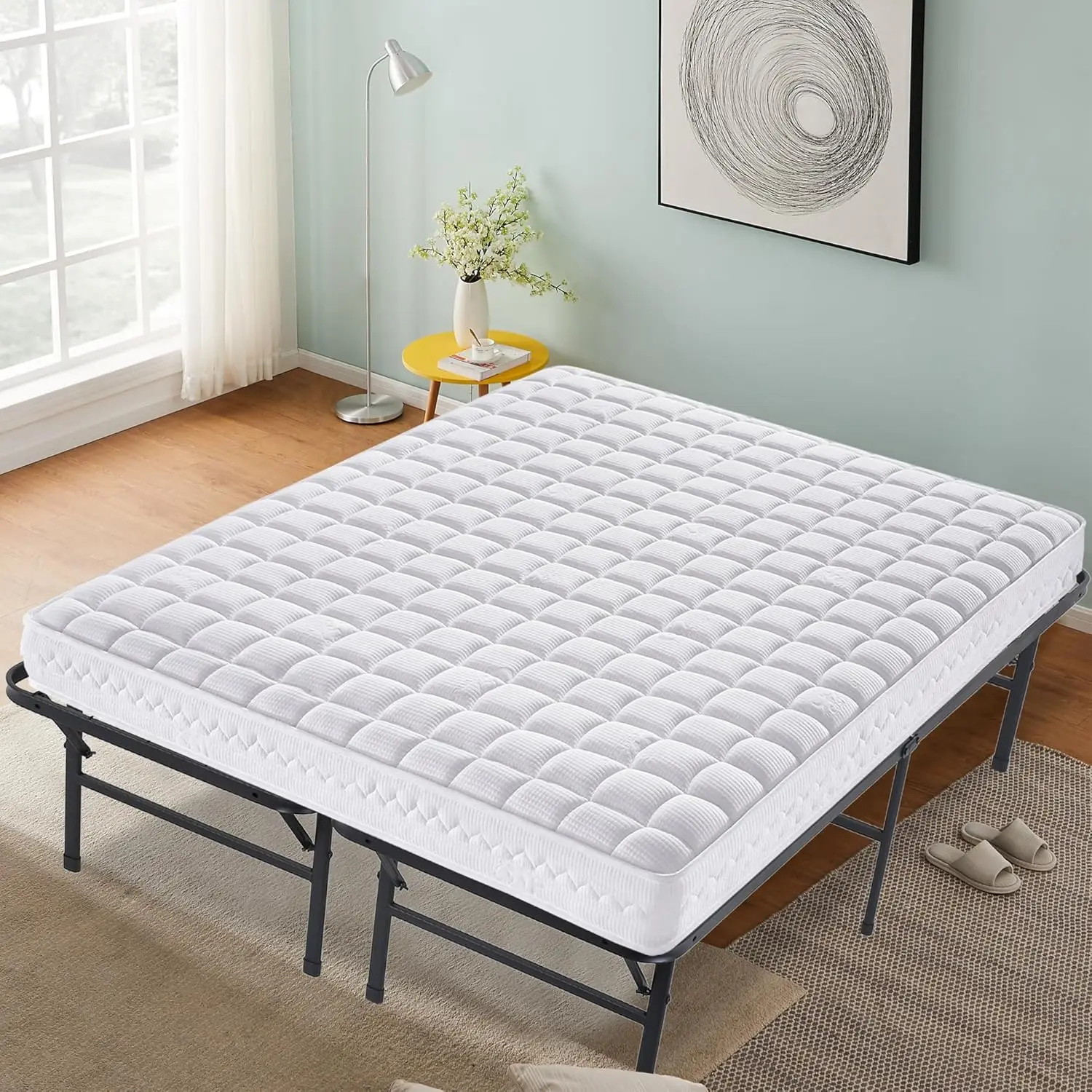 

Paylesshere 14 Inch Metal Bed Frame Folding Bed Frame Heavy Duty Steel Slat Platform Bed Frame Mattress Foundation Box Spring