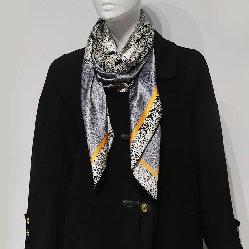 Printed Silk Scarf, Versatile Elegant, 100% Mulberry Silk Scarf, Warm and Warm Scarf, Dual-Purpose Shawl Gauze Scarf