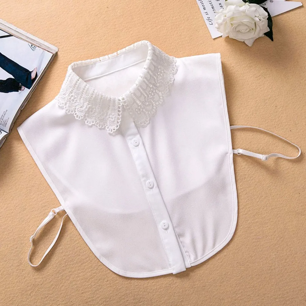Clothes Accessory Lace Fake Collar Detachable White Black False Collar Lapel Half Shirt Women Girls