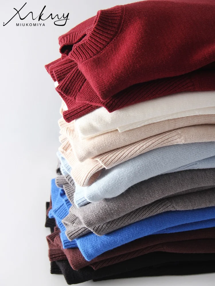 MiuKoMiYa Damski Zimowy Sweter Oversize Bordowy Dekolt Okrągły Vintage Luźne Swetry Świąteczne Eleganckie Bluzki Damskie — zdjęcie 6