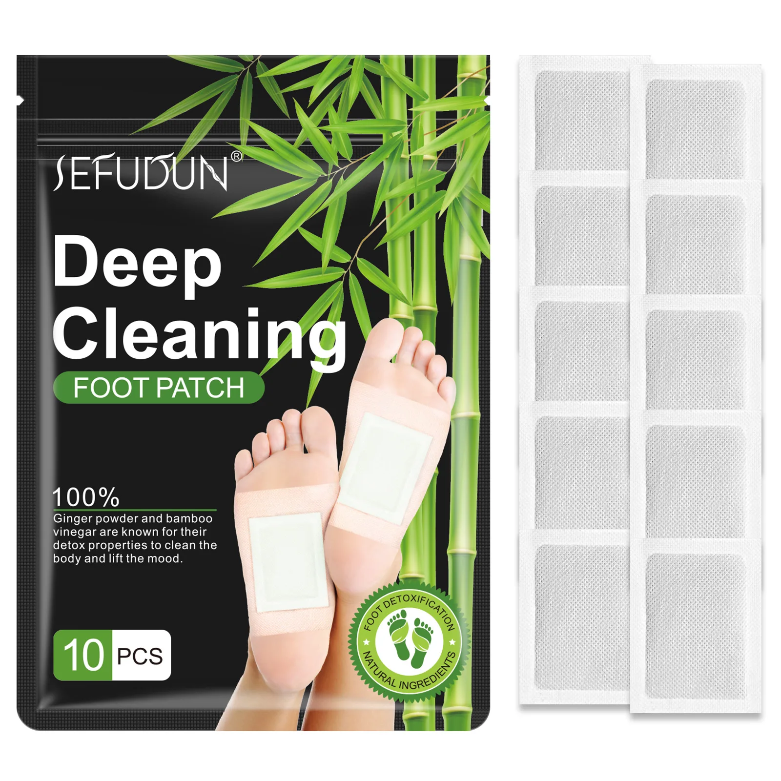 10pcs/Bag Foot Pads Detoxifying All-natural Bamboo Foot Detoxifying Deep Cleansing Improve Sleep Relaxation Relief Stress