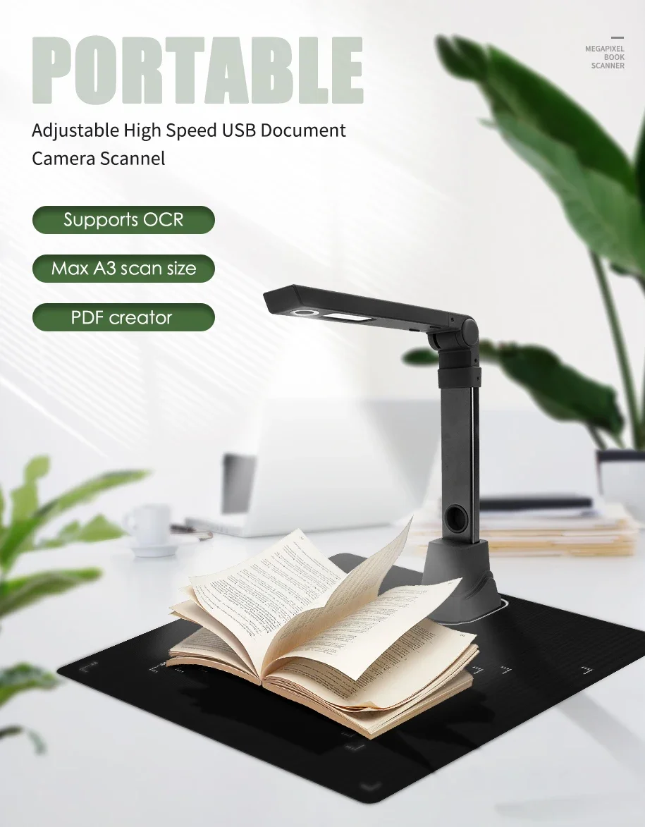 High Speed Automatic Book Scanner Portable Document Scanner A3 Document Camera