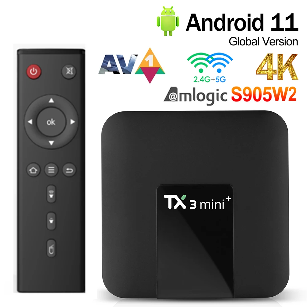 TX3 Mini plus Smart TV Box Android 11.0 Amlogic S905W2 1G 8G/2G 16G 4K TX3 Mini+ 2.4G 5G Dual wifi Media player Set Top Box