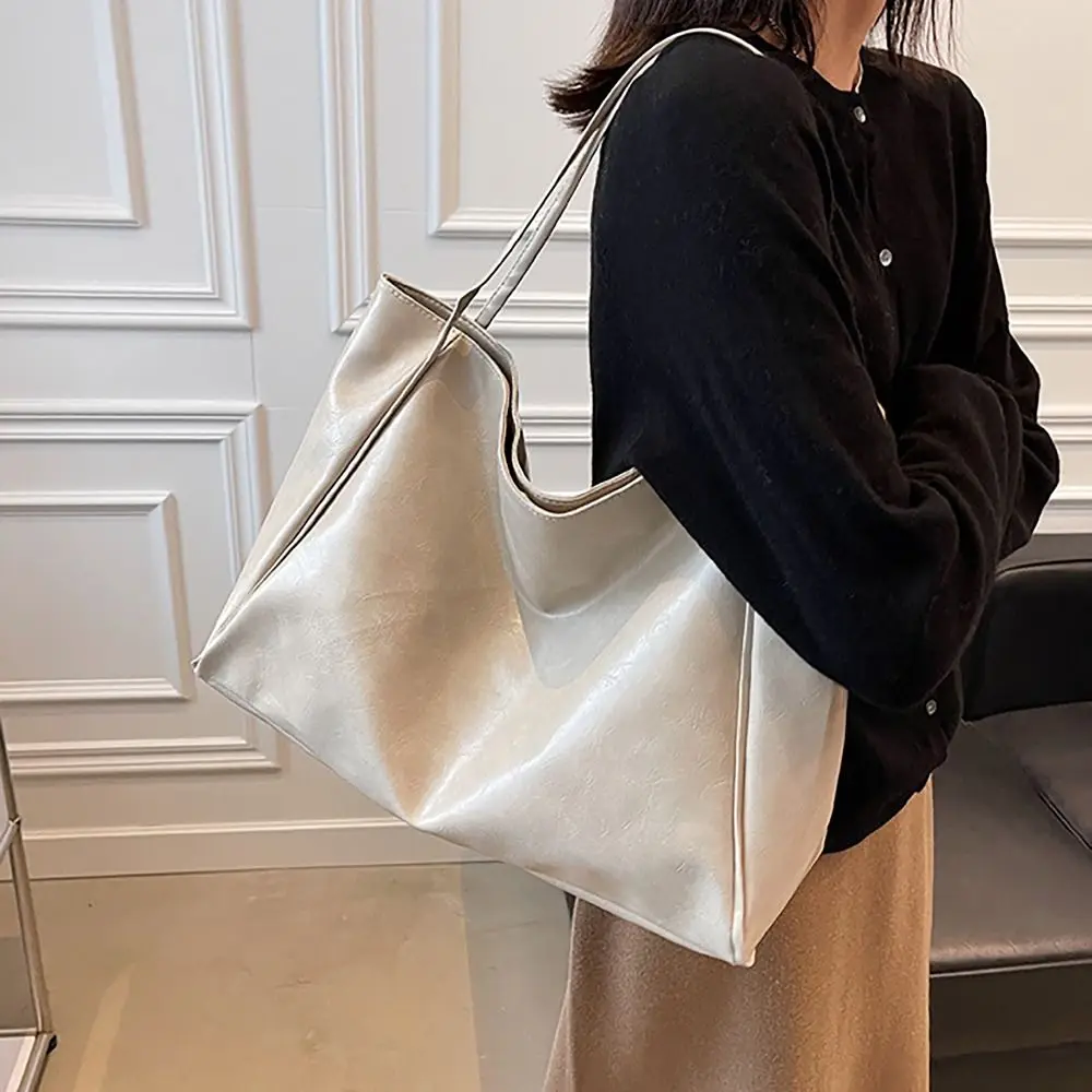 Trendy Large Capacity Tote Bag PU All-match Shoulder Bag Commuting Bag Women