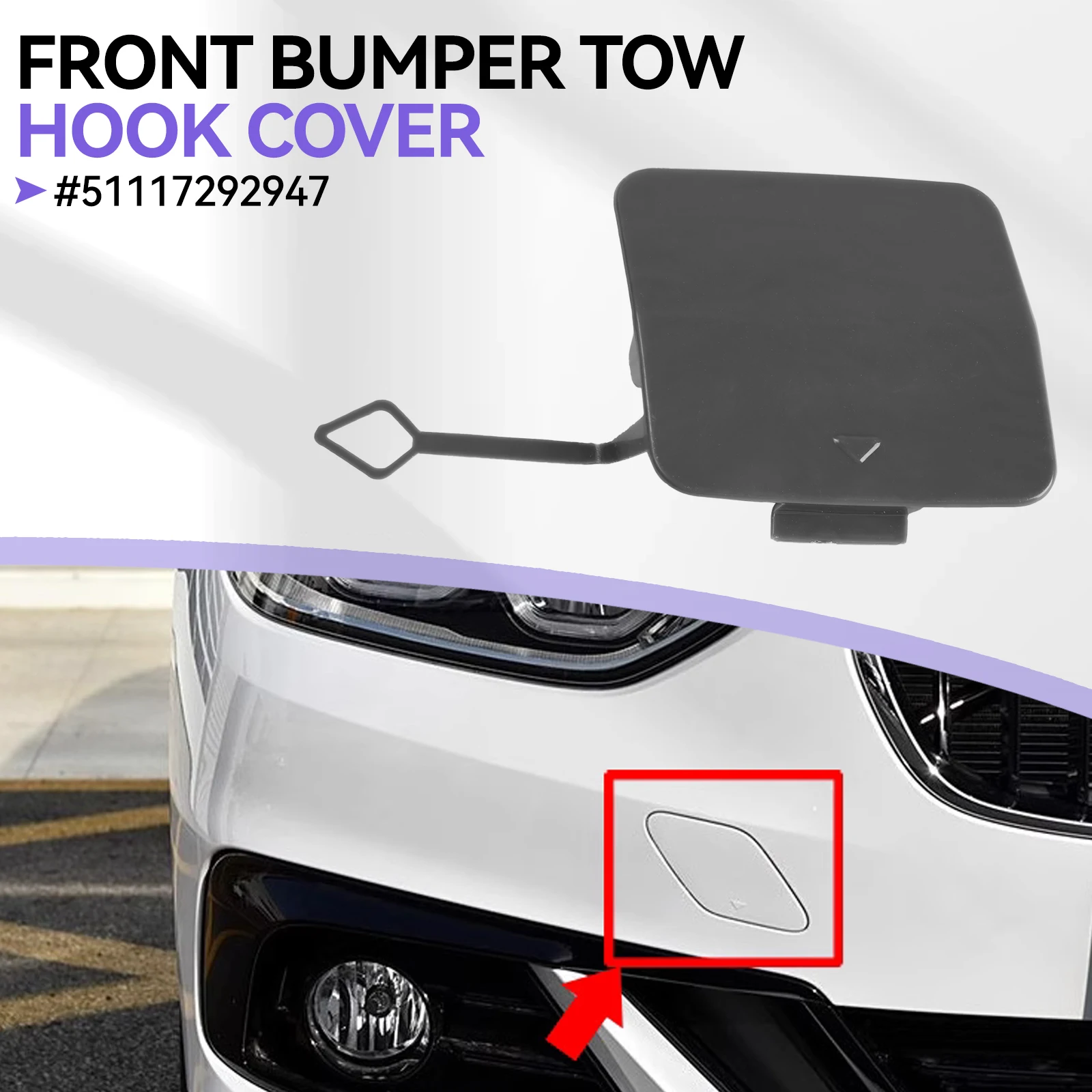 Front Bumper Tow Eye Cover Primed 51117292947 for BMW 1-Series F20 F21 2011-2019