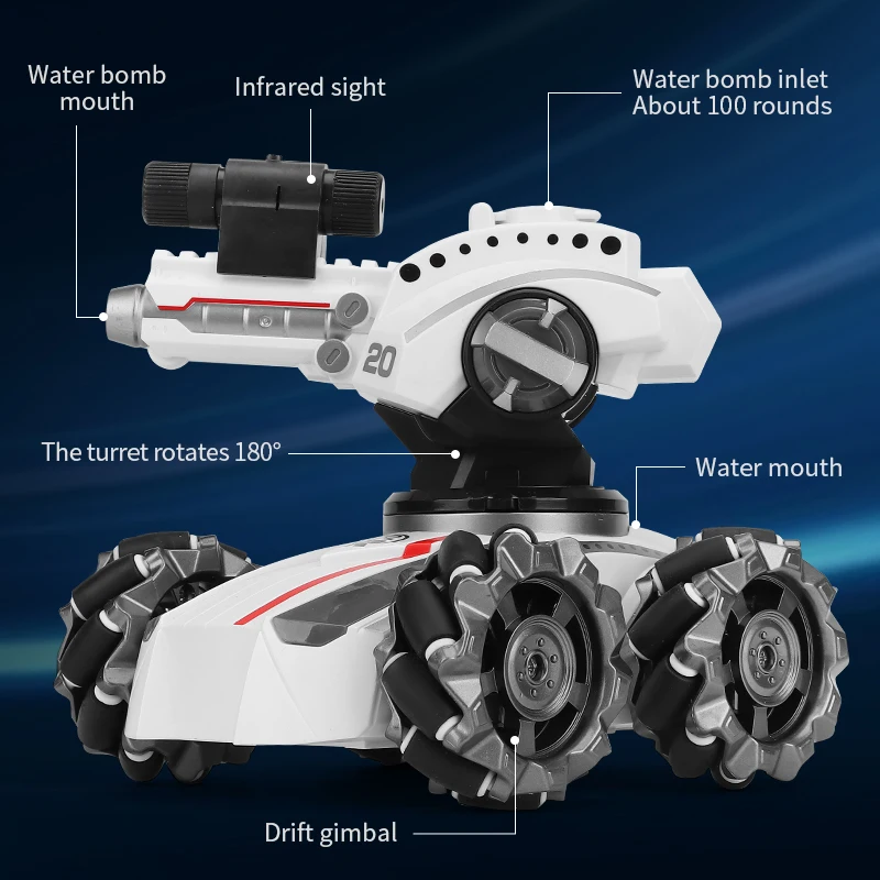 New 3in1 2.4G 4WD RC Tank Water Bomb Watch Gesture Sensing Off-road Drift Remote Control Tank With Music Light RC Car Kids Toys