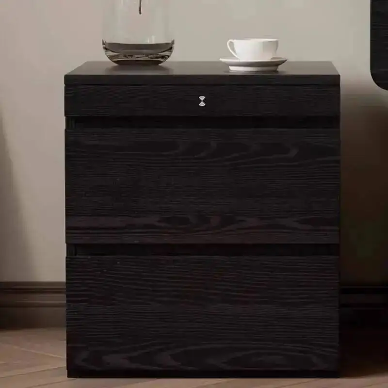 Solid Hidden Wood Bedside Table Safe Magnetic Card Hidden Unlock Nightstands Night Tables Chest Of Drawers Storage Locker