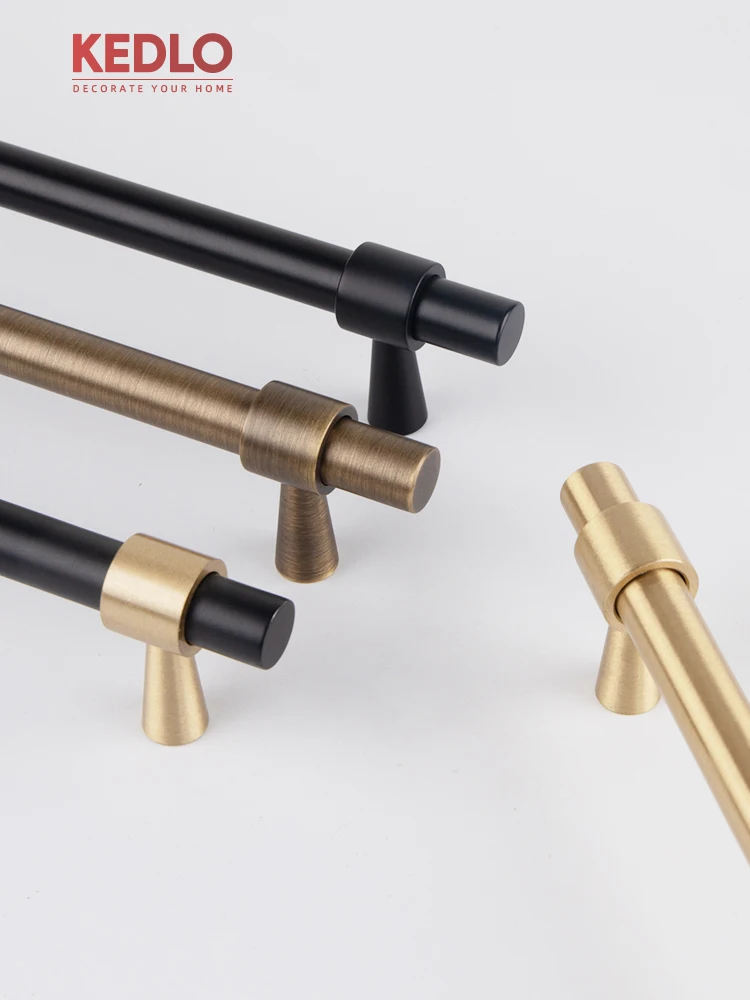 

KEDLO Modern Simplicity Solid Brass Brushed Brass 500mm Pull Drawer Knobs Antique Brass T-handle Kitchen Cabinet Handle
