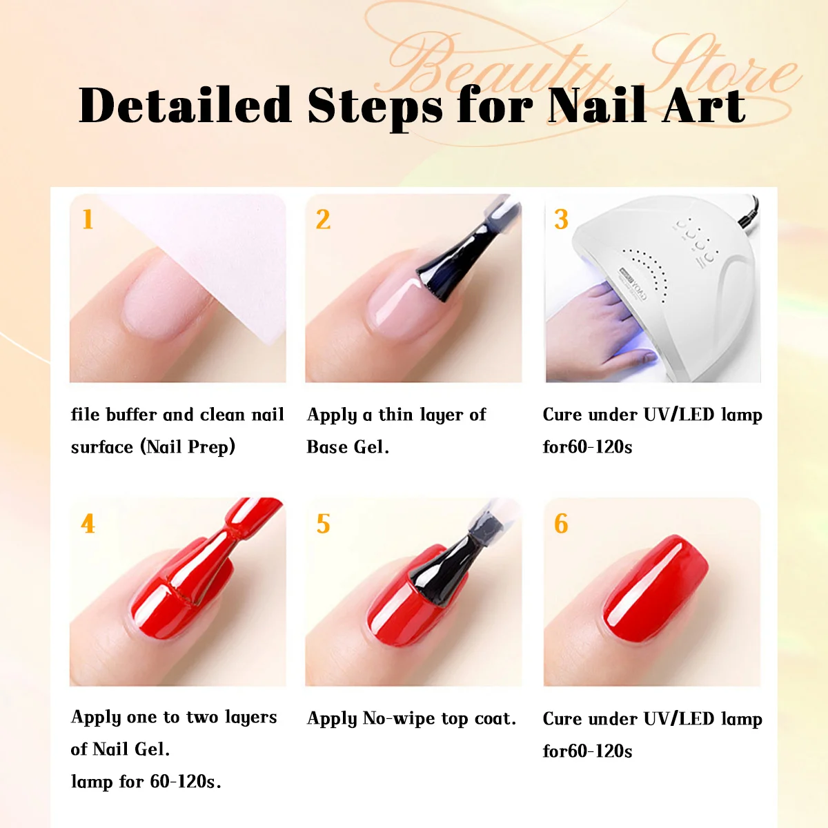 GAVY 6-piece Gel Nail Polish Set - Colorful Nail Polish - Gel Nail Polish Set - Suitable for Home Nail Art Salon or as a Gift fo