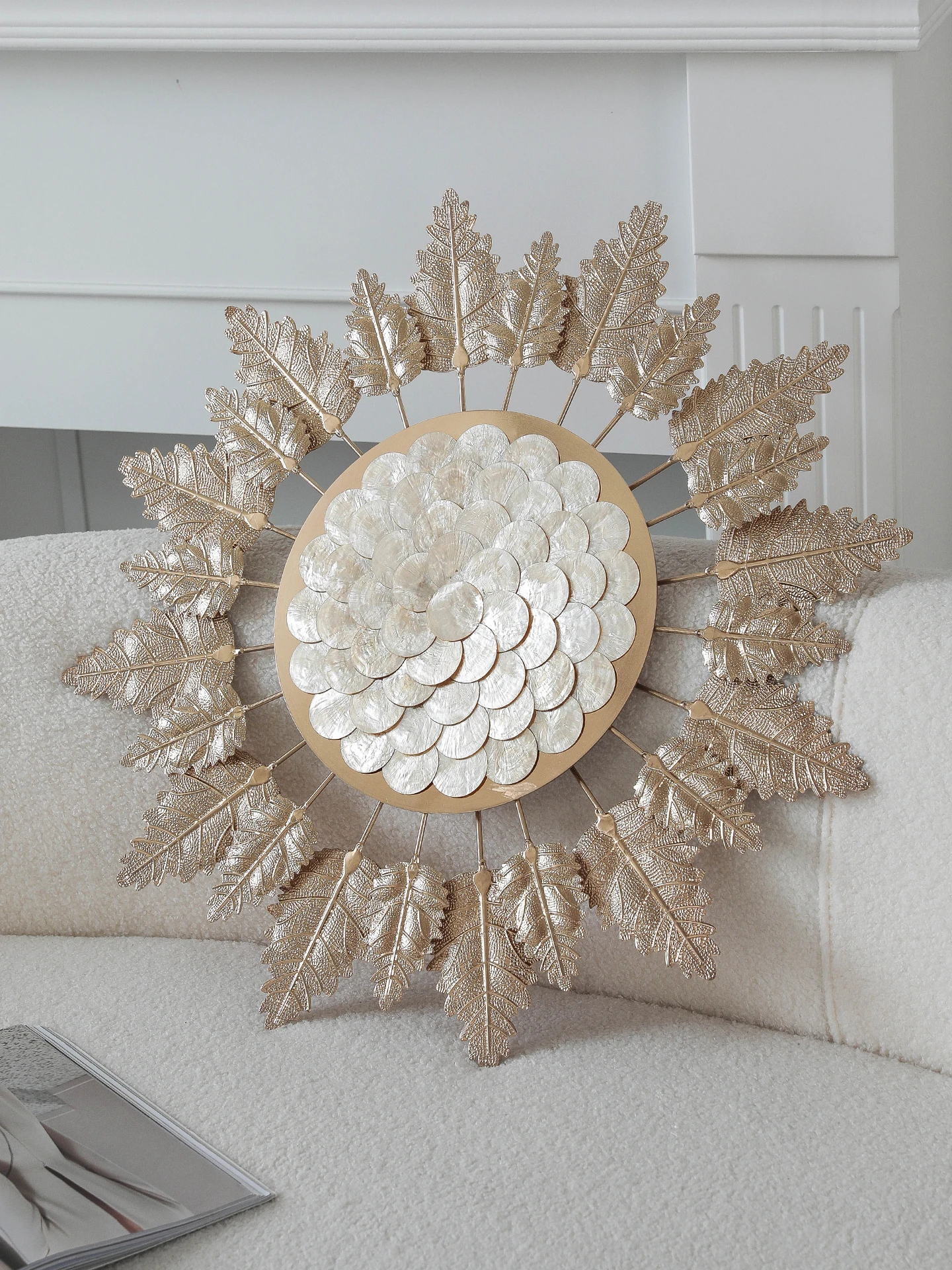 Luxury Gold Leaf Shell Wall Art Custom Metal Tree of Life Decor for Living Room Dining Room